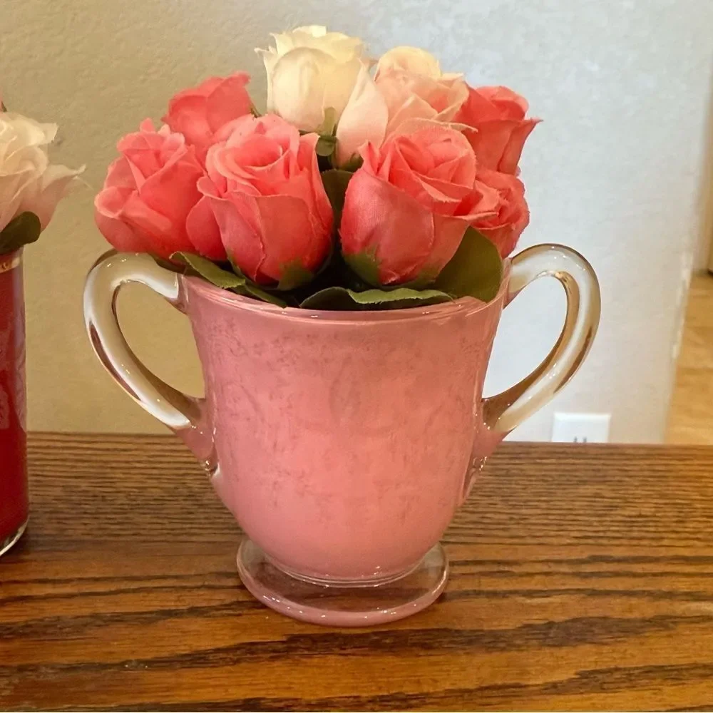 Mother’s Day Pink Rose Bud Vase Set 3 Grandmillennial Cottagecore Decor
